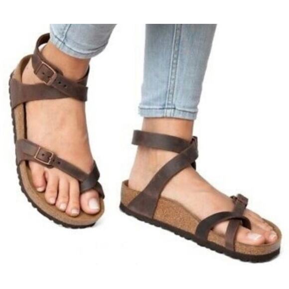 BIRKENSTOCK Yara Oiled Leather Ankle Strap Sandal Habana Brown Women's 6-6.5/37 - Picture 14 of 15